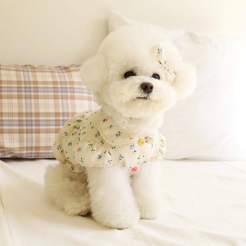 Νέα INS Floral Pet φούστα Μικρό λουλούδι με κουμπιά από καθαρό βαμβακερό μαλτέζικο σκύλο κατοικίδιο ζώο γάτα πέτο Κορυφαίο φόρεμα για σκύλους Σχέδιο μόδας Give A Bow