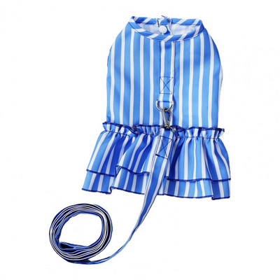 Πριγκίπισσα Φόρεμα 1 Σετ Φόρεμα κατοικίδιων με στρογγυλή λαιμόκοψη Μαλακό Pet Pet Puppy Dog ριγέ τύπωμα με σχοινί πρόσφυσης Προμήθειες για κατοικίδια