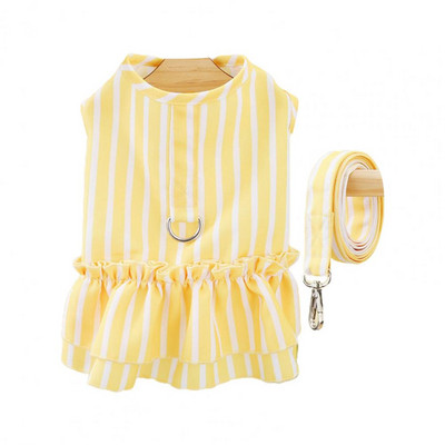 Πριγκίπισσα Φόρεμα 1 Σετ Φόρεμα κατοικίδιων με στρογγυλή λαιμόκοψη Μαλακό Pet Pet Puppy Dog ριγέ τύπωμα με σχοινί πρόσφυσης Προμήθειες για κατοικίδια