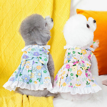Puppy Dog Princess Dress Dog Dress Очарователна мека удобна дантелена пачуърк флорална щампа Ежедневно облекло за домашни любимци