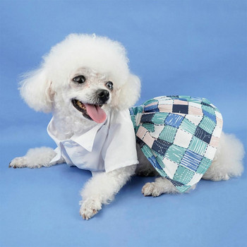 Φόρεμα κατοικίδιων σκυλιών με παπιγιόν καρό πουκάμισο Φόρεμα με κολάρο πέτο Άνετο μαλακό καθημερινό ένδυμα για κατοικίδια γάτα