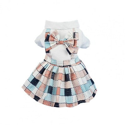 Lemmikloomakleit koer, ruuduline särk, kleit, kaelarihm, mugav pehme lemmiklooma kassi igapäevane kandmine