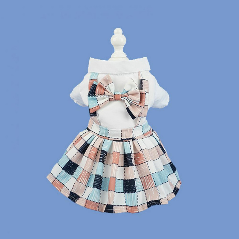 Lemmikloomakleit koer, ruuduline särk, kleit, kaelarihm, mugav pehme lemmiklooma kassi igapäevane kandmine