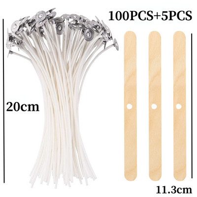 2,6-20cm 50/100 TK puuvillane küünlatahtide komplekt Suitsuvaba vaha Puhas puuvillasüdamik DIY küünla valmistamise eelvahatatud taht küünlatarvikute tööriist