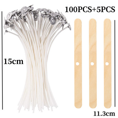 2,6-20cm 50/100 TK puuvillane küünlatahtide komplekt Suitsuvaba vaha Puhas puuvillasüdamik DIY küünla valmistamise eelvahatatud taht küünlatarvikute tööriist