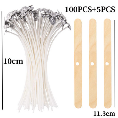 2,6-20cm 50/100 TK puuvillane küünlatahtide komplekt Suitsuvaba vaha Puhas puuvillasüdamik DIY küünla valmistamise eelvahatatud taht küünlatarvikute tööriist