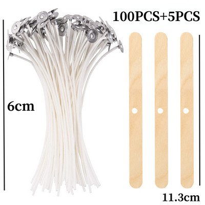 2,6-20cm 50/100 TK puuvillane küünlatahtide komplekt Suitsuvaba vaha Puhas puuvillasüdamik DIY küünla valmistamise eelvahatatud taht küünlatarvikute tööriist