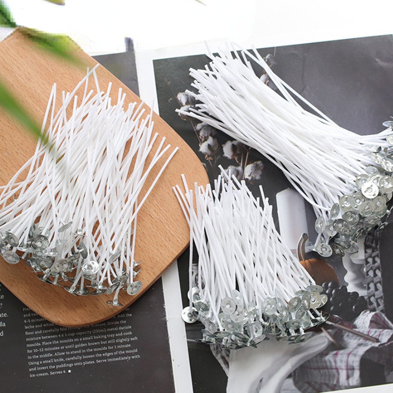 2,6-20cm 50/100 TK puuvillane küünlatahtide komplekt Suitsuvaba vaha Puhas puuvillasüdamik DIY küünla valmistamise eelvahatatud taht küünlatarvikute tööriist