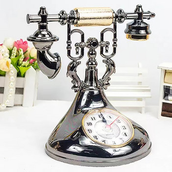 Ретро модел телефон, будилник, креативен хронометрист, настолен орнамент за домашна стая, декорация на нощно шкафче