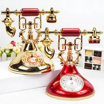 Ретро модел телефон, будилник, креативен хронометрист, настолен орнамент за домашна стая, декорация на нощно шкафче