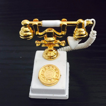 1:12 Αντίκα Τηλεφωνικό Κουκλόσπιτο Μινιατούρα Παλιάς Μόδας Τηλέφωνο Vintage Home Ενσύρματο Τηλεφωνικό Έπιπλο για Αξεσουάρ Κουκλόσπιτο