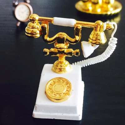 1:12 Αντίκα Τηλεφωνικό Κουκλόσπιτο Μινιατούρα Παλιάς Μόδας Τηλέφωνο Vintage Home Ενσύρματο Τηλεφωνικό Έπιπλο για Αξεσουάρ Κουκλόσπιτο