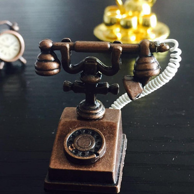 1:12 Αντίκα Τηλεφωνικό Κουκλόσπιτο Μινιατούρα Παλιάς Μόδας Τηλέφωνο Vintage Home Ενσύρματο Τηλεφωνικό Έπιπλο για Αξεσουάρ Κουκλόσπιτο