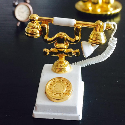 1:12 Αντίκα Τηλεφωνικό Κουκλόσπιτο Μινιατούρα Παλιάς Μόδας Τηλέφωνο Vintage Home Ενσύρματο Τηλεφωνικό Έπιπλο για Αξεσουάρ Κουκλόσπιτο