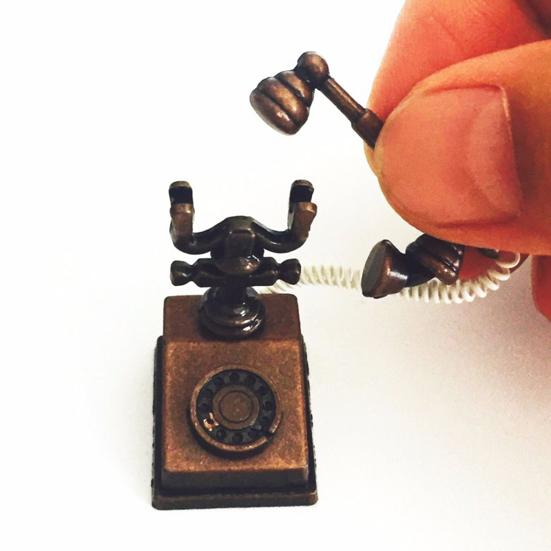 1:12 Αντίκα Τηλεφωνικό Κουκλόσπιτο Μινιατούρα Παλιάς Μόδας Τηλέφωνο Vintage Home Ενσύρματο Τηλεφωνικό Έπιπλο για Αξεσουάρ Κουκλόσπιτο