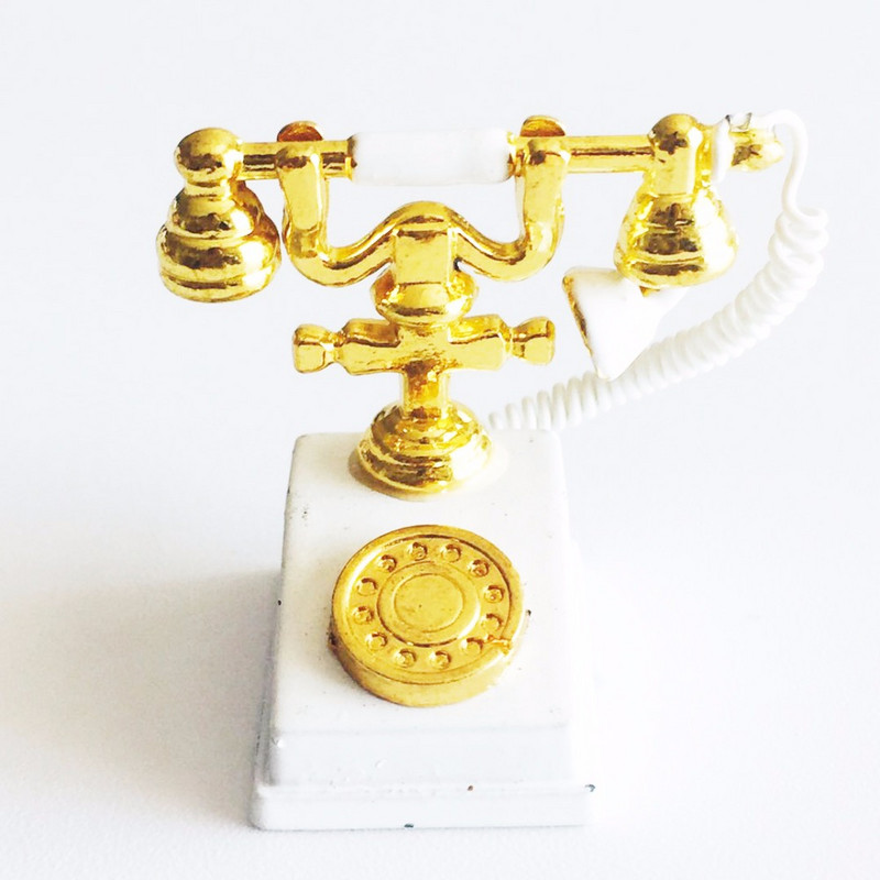 1:12 Αντίκα Τηλεφωνικό Κουκλόσπιτο Μινιατούρα Παλιάς Μόδας Τηλέφωνο Vintage Home Ενσύρματο Τηλεφωνικό Έπιπλο για Αξεσουάρ Κουκλόσπιτο