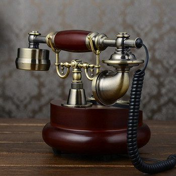 Античен жичен телефон със смола Фиксиран цифров ретро телефон с копчета за циферблат Ретро декоративни телефони с въртящ се циферблат Стационарни за дома