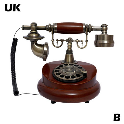 Senovinis laidinis telefono derva Fiksuotas skaitmeninis retro telefono mygtukų ciferblatas Vintažinis dekoratyvinis sukamasis telefonas Namams skirtas fiksuotojo ryšio telefonas