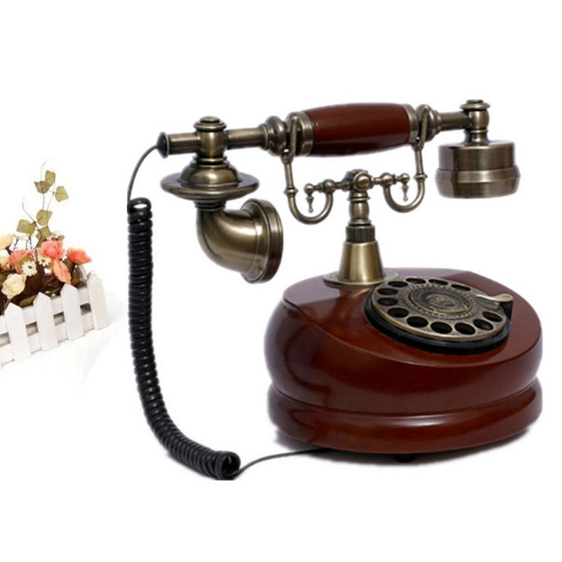 Senovinis laidinis telefono derva Fiksuotas skaitmeninis retro telefono mygtukų ciferblatas Vintažinis dekoratyvinis sukamasis telefonas Namams skirtas fiksuotojo ryšio telefonas
