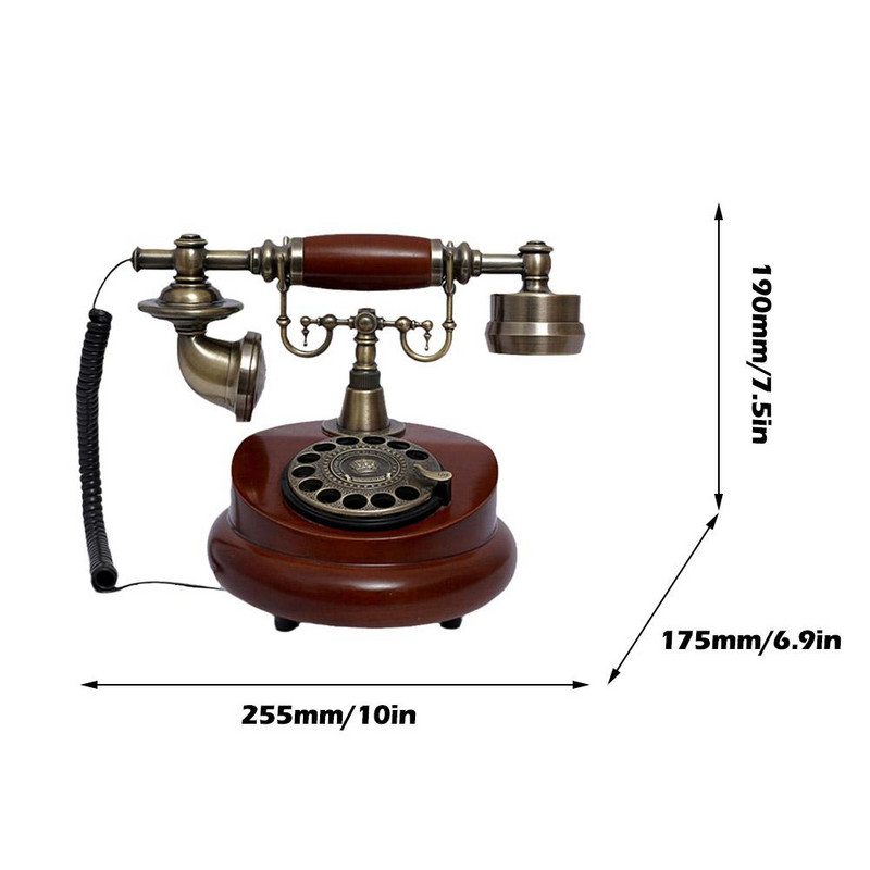 Senovinis laidinis telefono derva Fiksuotas skaitmeninis retro telefono mygtukų ciferblatas Vintažinis dekoratyvinis sukamasis telefonas Namams skirtas fiksuotojo ryšio telefonas