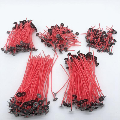 4-20cm 50 PCS Red Candle Wicks Smokeless Wax Pure Cotton Core For DIY Candle Making Pre-Waxed Wicks Party Supplies Paraffin Wax