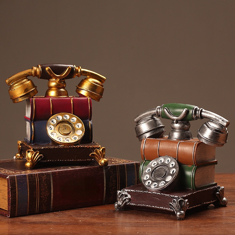Dekoratyvinis telefono modelis Derva netikra knyga Telefono apdaila Kūrybinis namų retro ornamentas vintažinis telefonas baro biuro stalui