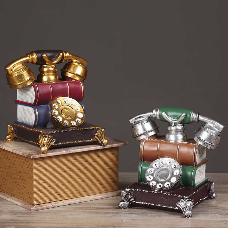 Dekoratyvinis telefono modelis Derva netikra knyga Telefono apdaila Kūrybinis namų retro ornamentas vintažinis telefonas baro biuro stalui