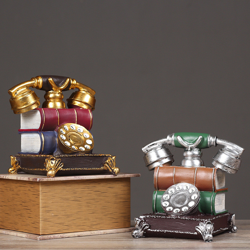 Dekoratyvinis telefono modelis Derva netikra knyga Telefono apdaila Kūrybinis namų retro ornamentas vintažinis telefonas baro biuro stalui