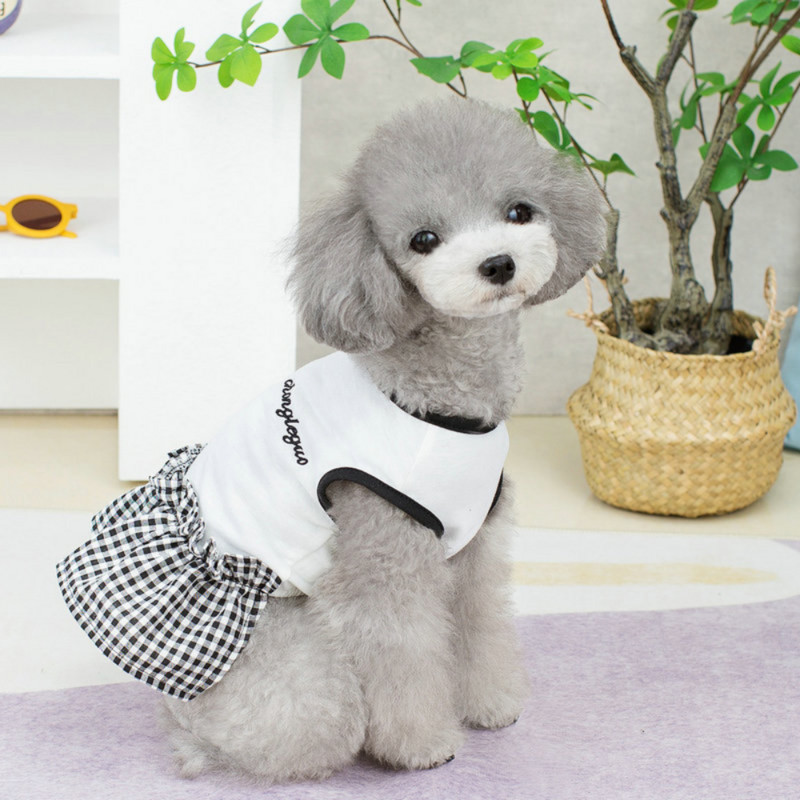 Väike koer Printsess Kleit Kevadsuvi Kass Mood Ruuduline Seelik Lemmikloom Armas Disainer Vest Kutsikas Pehmed Riided Chihuahua Puudel Yorkie