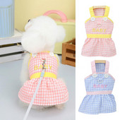 Ruuduline Lemmikprintsess Kleit Varrukateta Volangidega Lemmiklooma riietus BEEBI Tikand Nööbid Kevadsuvi Väikese koera kutsika riided Lemmikloomatarbed