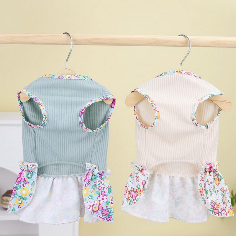 Kutsikakleit Stiilne ilus volangidega ääris Kahe jalaga suvine koerakostüüm väikesele koeratüdrukule Kutsika seelik Koera seelik