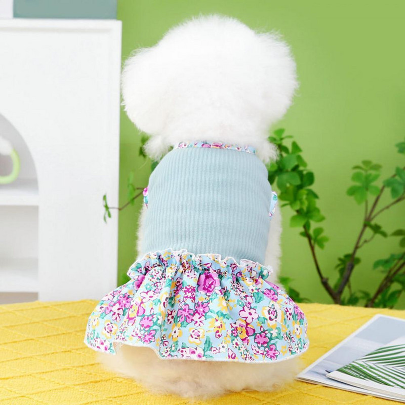 Kutsikakleit Stiilne ilus volangidega ääris Kahe jalaga suvine koerakostüüm väikesele koeratüdrukule Kutsika seelik Koera seelik