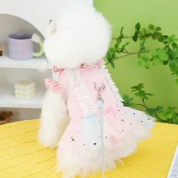 Ρούχα για κατοικίδια Άνοιξη Καλοκαίρι Γλυκό Φόρεμα Πριγκίπισσας Μόδα λουρί για γάτα Μικρό σκυλί Χαριτωμένη φούστα δαντέλας γιλέκο για κουτάβι Chihuahua Poodle Maltese