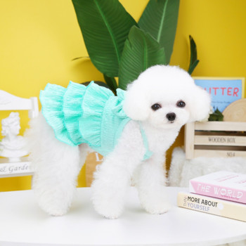 Ρούχα για σκύλους κατοικίδιων ζώων Φόρεμα με στρώσεις με παπιγιόν για σκύλους Ζαρτιέρες Ρούχα για σκύλους Μικρό καλοκαιρινό κορίτσι με καραμέλα Chihuahua Προϊόντα για κατοικίδια 2023