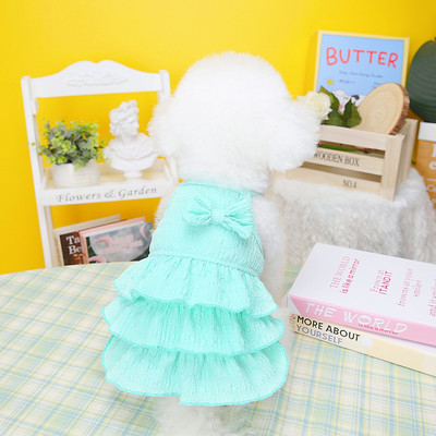 Lemmikloomade koerte riided kikisõlmedega kihiline kleit koertele Sukadega riided Kass Väike suvetüdruk Kommid Värv Chihuahua Lemmikloomatooted 2023