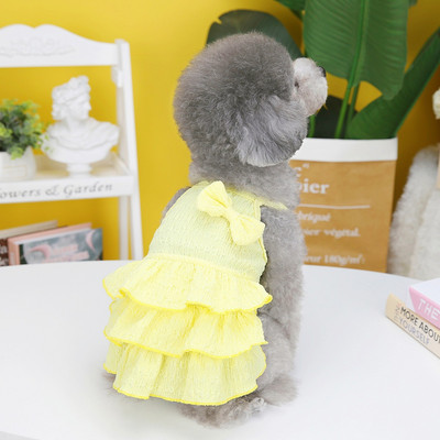 Lemmikloomade koerte riided kikisõlmedega kihiline kleit koertele Sukadega riided Kass Väike suvetüdruk Kommid Värv Chihuahua Lemmikloomatooted 2023