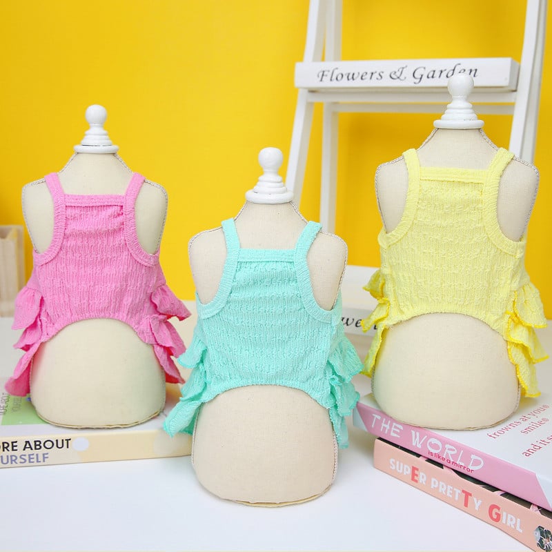 Lemmikloomade koerte riided kikisõlmedega kihiline kleit koertele Sukadega riided Kass Väike suvetüdruk Kommid Värv Chihuahua Lemmikloomatooted 2023