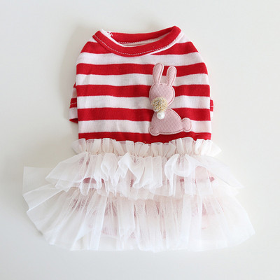 Rochie pentru câini și pisici Fusta iepure și design în dungi Cățeluș pentru animale de companie Haine de primăvară/vară ținută 2 culori