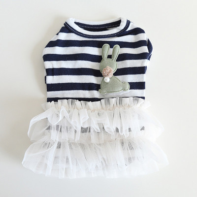 Rochie pentru câini și pisici Fusta iepure și design în dungi Cățeluș pentru animale de companie Haine de primăvară/vară ținută 2 culori