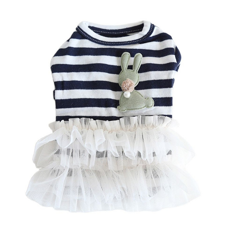 Rochie pentru câini și pisici Fusta iepure și design în dungi Cățeluș pentru animale de companie Haine de primăvară/vară ținută 2 culori