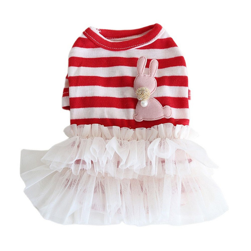 Rochie pentru câini și pisici Fusta iepure și design în dungi Cățeluș pentru animale de companie Haine de primăvară/vară ținută 2 culori