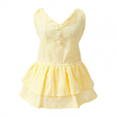 Suņu kucēnu apģērbi Mājdzīvnieku princeses kleita bez piedurknēm V kakla mākslīgās pērles, volāniem slāņveida apakšmala Jauki pavasaris vasara mazi mājdzīvnieku piederumi