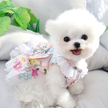 2023 г. Лятна щампа за домашни кучета Памучна рокля Сладки принцески поли Рокля за домашни любимци за малки и средни кучета Пола Кучешки сватбени рокли Дрехи