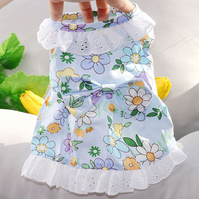 2023 rochie din bumbac pentru câini cu imprimeu de vară Fuste prințesă drăguță Rochie pentru câini de talie mică, mijlocie, fustă, rochii de mireasă pentru câini, haine