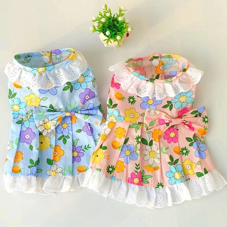 2023 rochie din bumbac pentru câini cu imprimeu de vară Fuste prințesă drăguță Rochie pentru câini de talie mică, mijlocie, fustă, rochii de mireasă pentru câini, haine