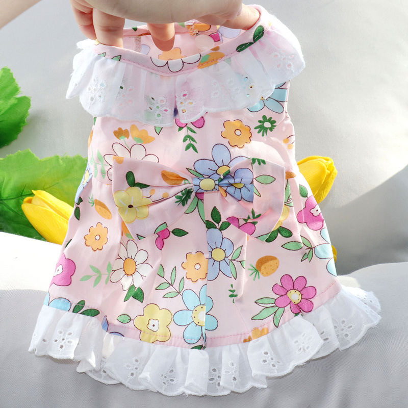 2023 rochie din bumbac pentru câini cu imprimeu de vară Fuste prințesă drăguță Rochie pentru câini de talie mică, mijlocie, fustă, rochii de mireasă pentru câini, haine