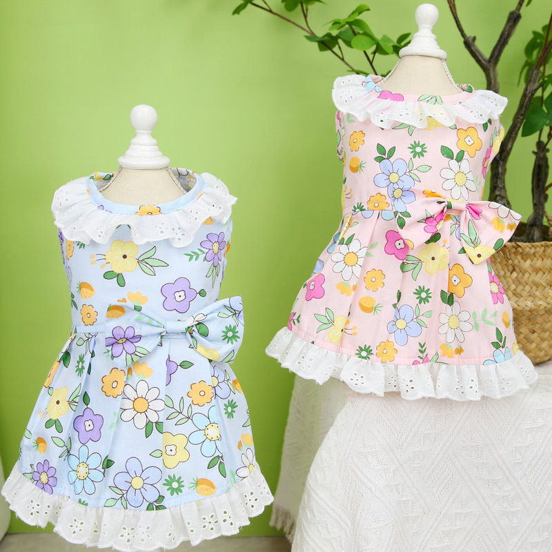 2023 rochie din bumbac pentru câini cu imprimeu de vară Fuste prințesă drăguță Rochie pentru câini de talie mică, mijlocie, fustă, rochii de mireasă pentru câini, haine