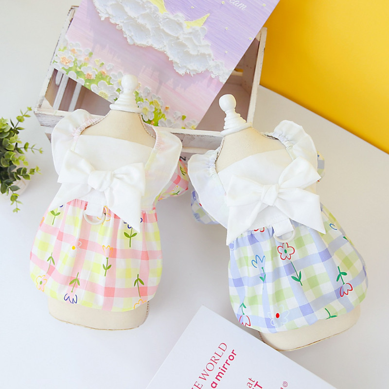 Maza suņa princeses kleita vasaras pavasara modes rūtaini svārki mājdzīvnieku zirglietas kucēns multfilmas krekls kaķis salds apģērbs pūdelis pomerānijas