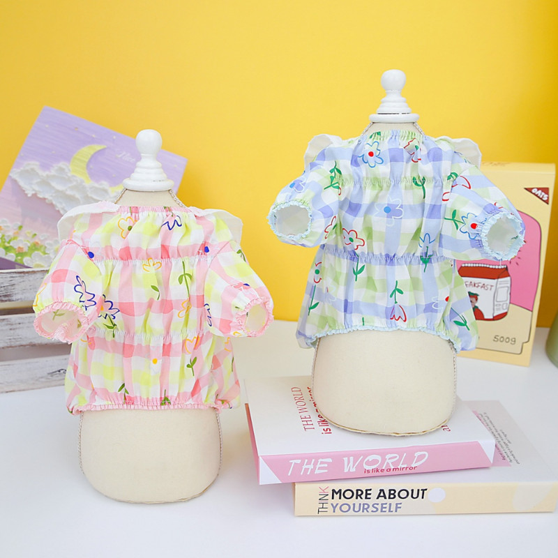 Maza suņa princeses kleita vasaras pavasara modes rūtaini svārki mājdzīvnieku zirglietas kucēns multfilmas krekls kaķis salds apģērbs pūdelis pomerānijas