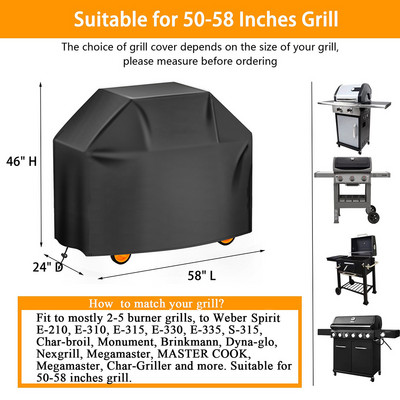 Grila grila grila pārsegs pretputekļu ūdensizturīgs, lielas slodzes ogles grila grila pārsegs āra lietus aizsargbarbekjū pārsegs 3 izmērs